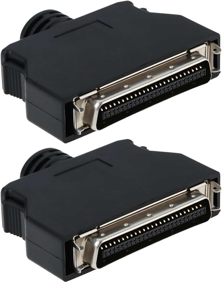 SnelShoppen - 2PCS SCSI 50 Pin Male Soldeer Type Stekker Connector Behuizing Kit met Scherming Geschikt voor Kabelverbindingen, Metaal met Kunststof I
