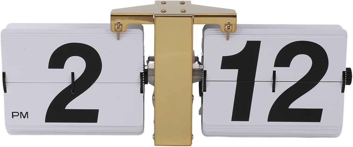 SnelShoppen - Automatische Flip Klok - Retro Digitale Flip Down Tact - Groot Leesbaar - Desk/Wall Hanging - Roestvrijstaal en PVC - Goud - Voor Woonka