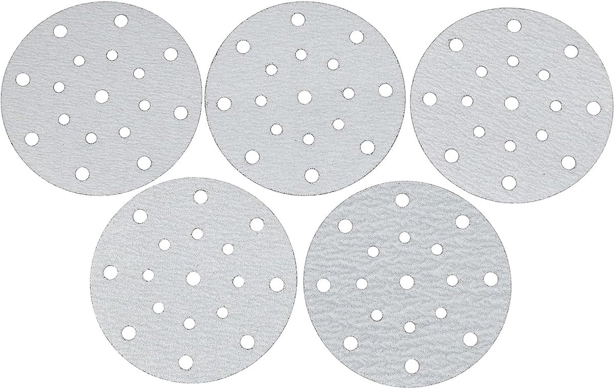 SnelShoppen - 50 Stuks 150mm Gemengde Schuurdiscs 17 Gaten Voor De Meeste Schuurmachines - Effectieve Stofafzuiging