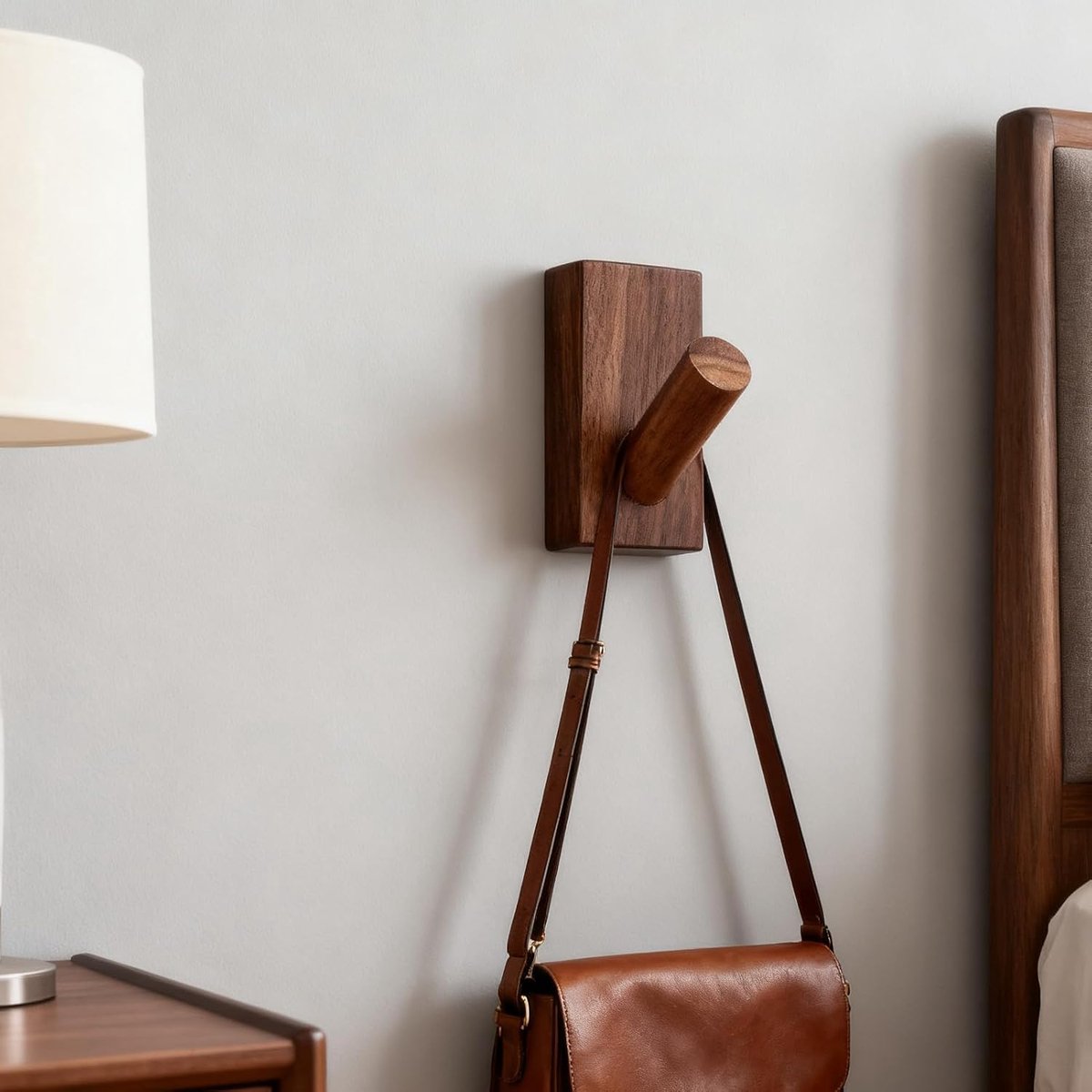 SnelShoppen - Houten Wandhaak Set - Glad Oppervlak - Walnoot Houten Jas Haken Muur Bevestigd met Was Coating voor Handdoeken, Kleding, Rugzakken in Wo