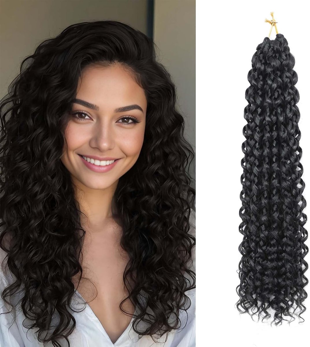 Gogo Curl Crochet Hair 18 Inch 8 Packs Pre Looped Water Wave Beach Curl Ocean Wave Crochet Braiding Hair, Bohemian - ShopVlot