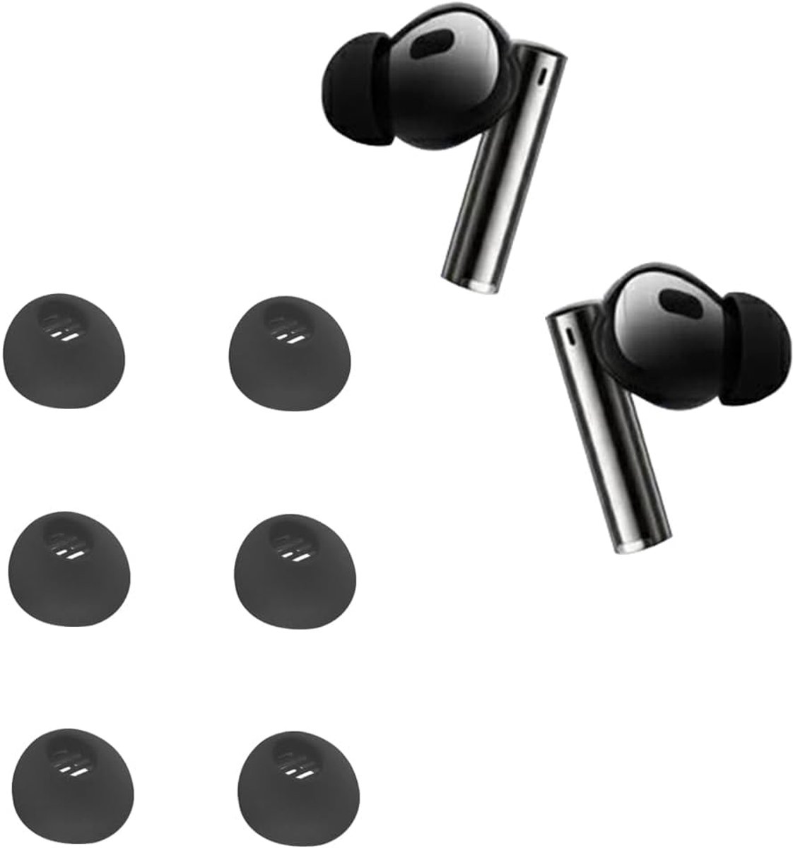 SnelShoppen - Vervangende Silicone Oordopjes voor In-Ear Koptelefoon - Zachte, Flexibele en Wasbare Oordopjes - 6 Stuks - Zwart - Ideaal voor Vervangi