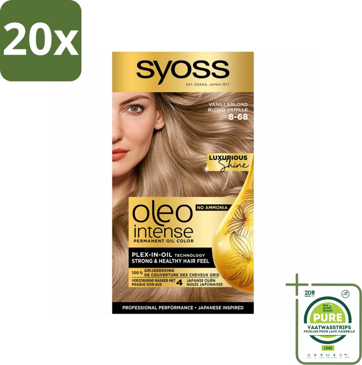 20 x SYOSS - Oleo Intense 8-68 Vanillablond - Haarverf - Zonder Ammoniak - Grijsdekking - Langdurige Kleur - Grootverpakking - Permanente Haarkleuring - Haarkleur - Syoss Oleo Intense - Haarkleuring Zonder Ammoniak - Grijsdekking