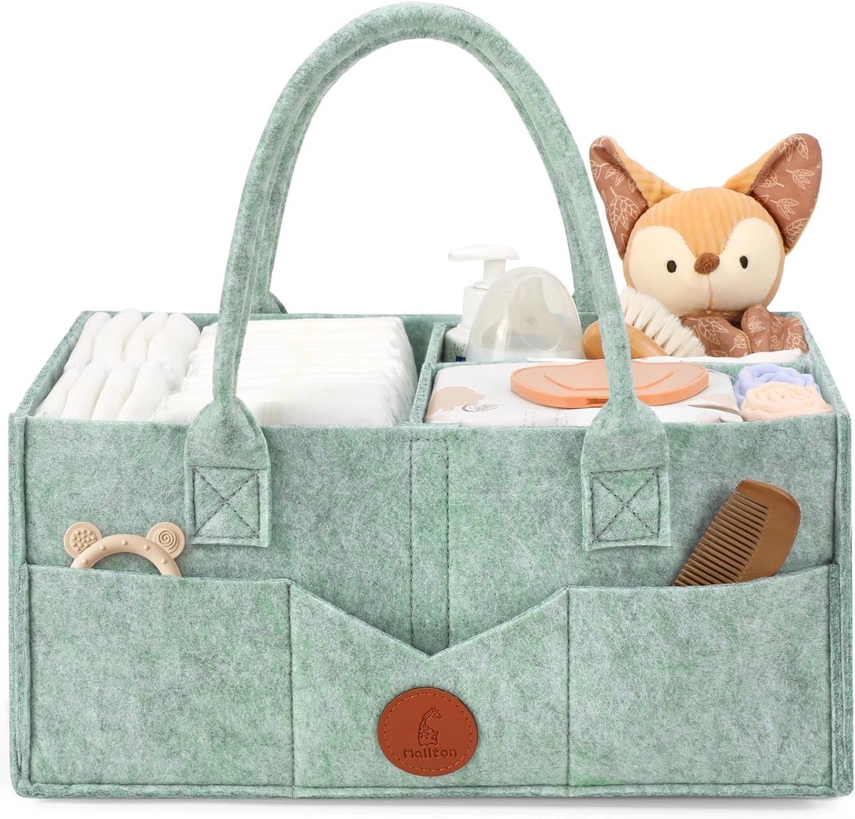 Organiser voor luiers, veelzijdige opbergmand voor baby's met afneembare compartimenten, ideaal voor babyshowers en onderweg, robuust en praktisch