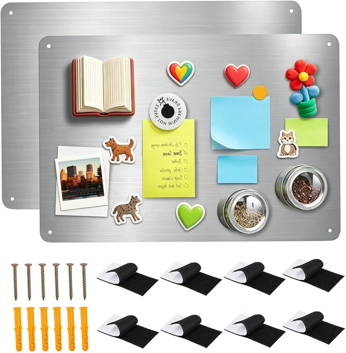 Metalen Magneetbord - Zilver - 32 x 22 cm - Robuust Staal - Voor Keuken en Kantoor