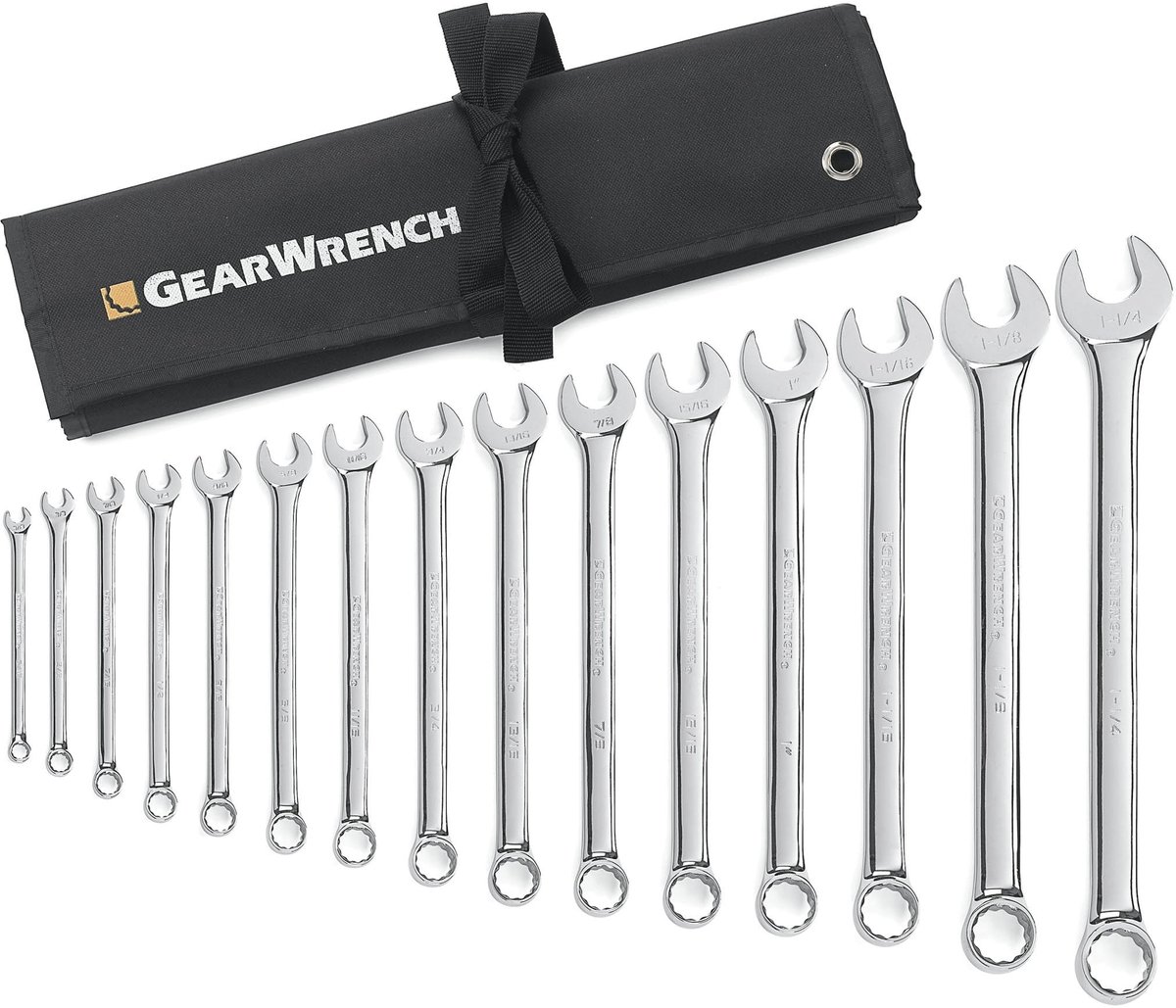 SnelShoppen - 15-delige lange patroon combinatiesleutel set met gereedschapsrol - Duurzaam gelegeerd staal - Roest- en corrosiebestendig - Perfect voo
