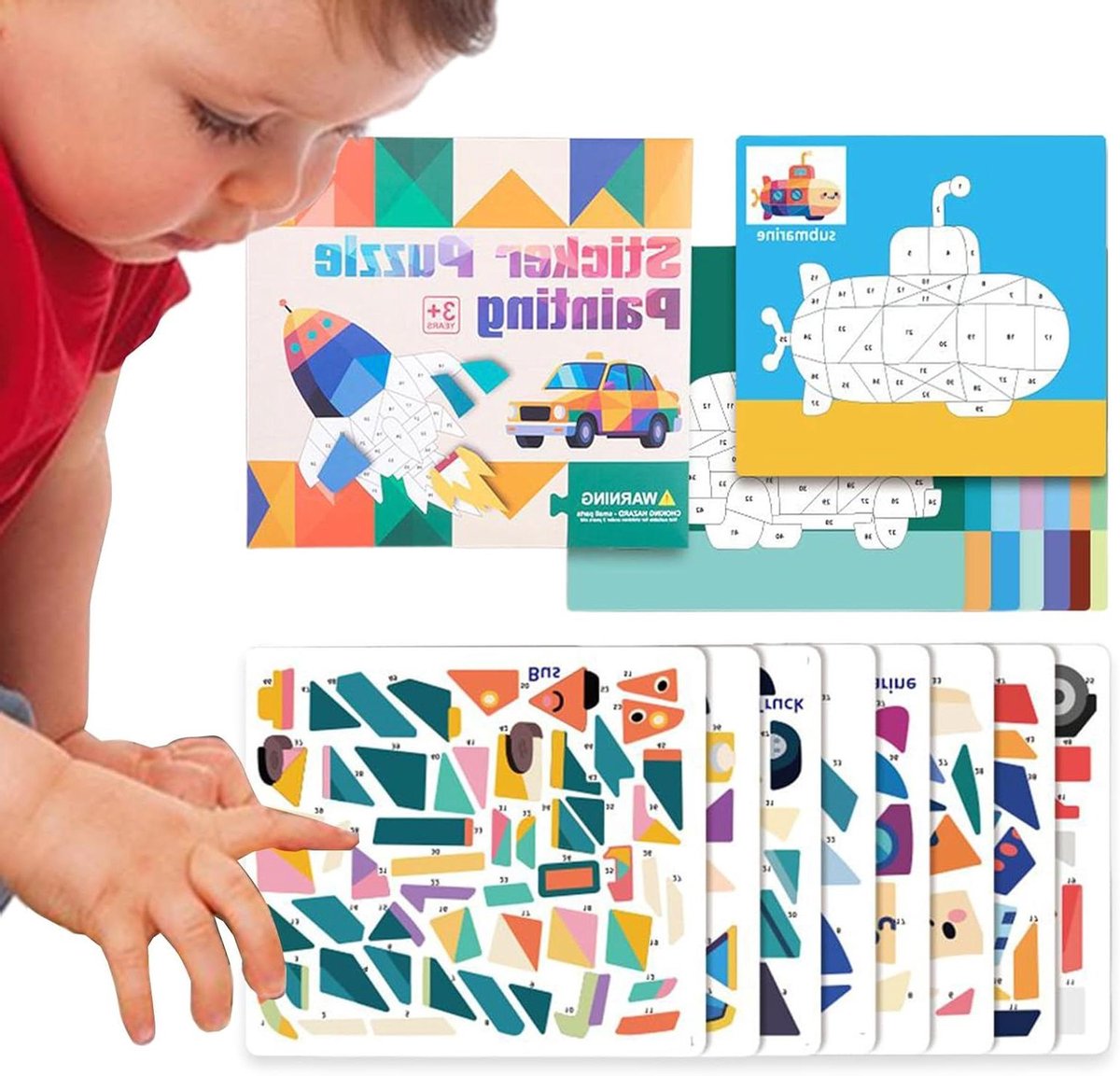 Puzzelboek met Stickers - 3D Stickerboek - Leren door Spel - Creatieve Probleemoplossing - 26.4 x 23 cm - Multicolor