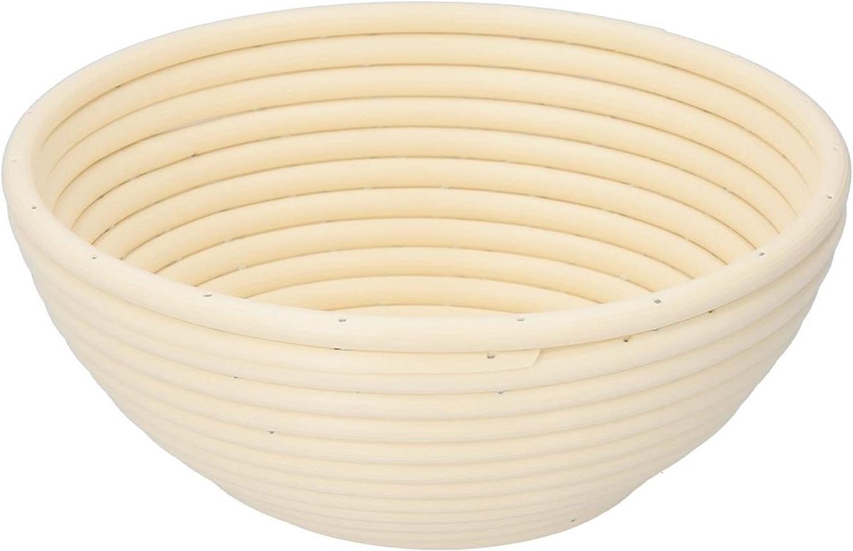 Brood Gisting Mand - Rijsmand Zuurdesem - Brood Bakken - Handgemaakt Kunststof - 20 x 8 CM - Gebroken Wit