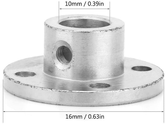 Rigid Clutch Motor Shaft Connector - 2 Stuks Flens M4 met 10mm Binnen- en 16mm Buitendiameter voor Motor en Lager Fitting — afbeelding 5