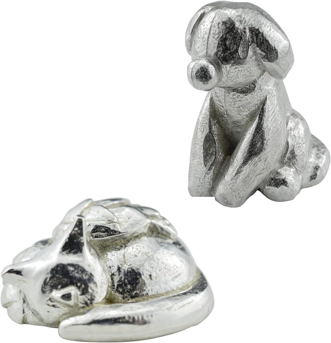 SnelShoppen - 2 Stuks Zilveren Puppy Ornamenten, Decoratie voor Woonkamer, Resin Decoratie voor Koffietafel, Huis Versiering, Geschikt voor Tafel en P