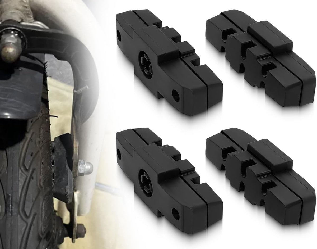 SnelShoppen - Set van 4 Fietsremblokken - Duurzame Remrubber - Geschikt voor Hydraulische Velgremmen - Zwart - 5x1,8x1,5 cm - Stille Remprestaties en