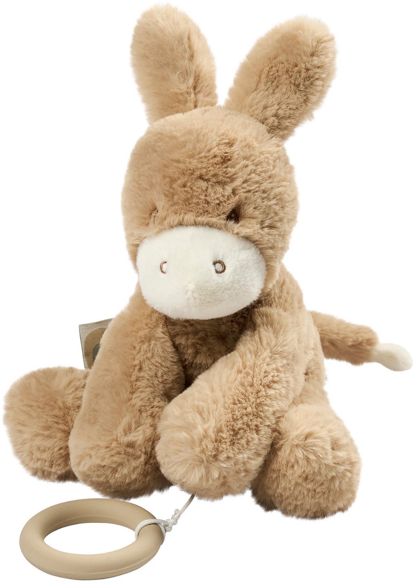 Nattou LouLou Muziekknuffel Ezel - Zachte Knuffel met Muziek - Baby Cadeau - 30 cm - Licht Karamel