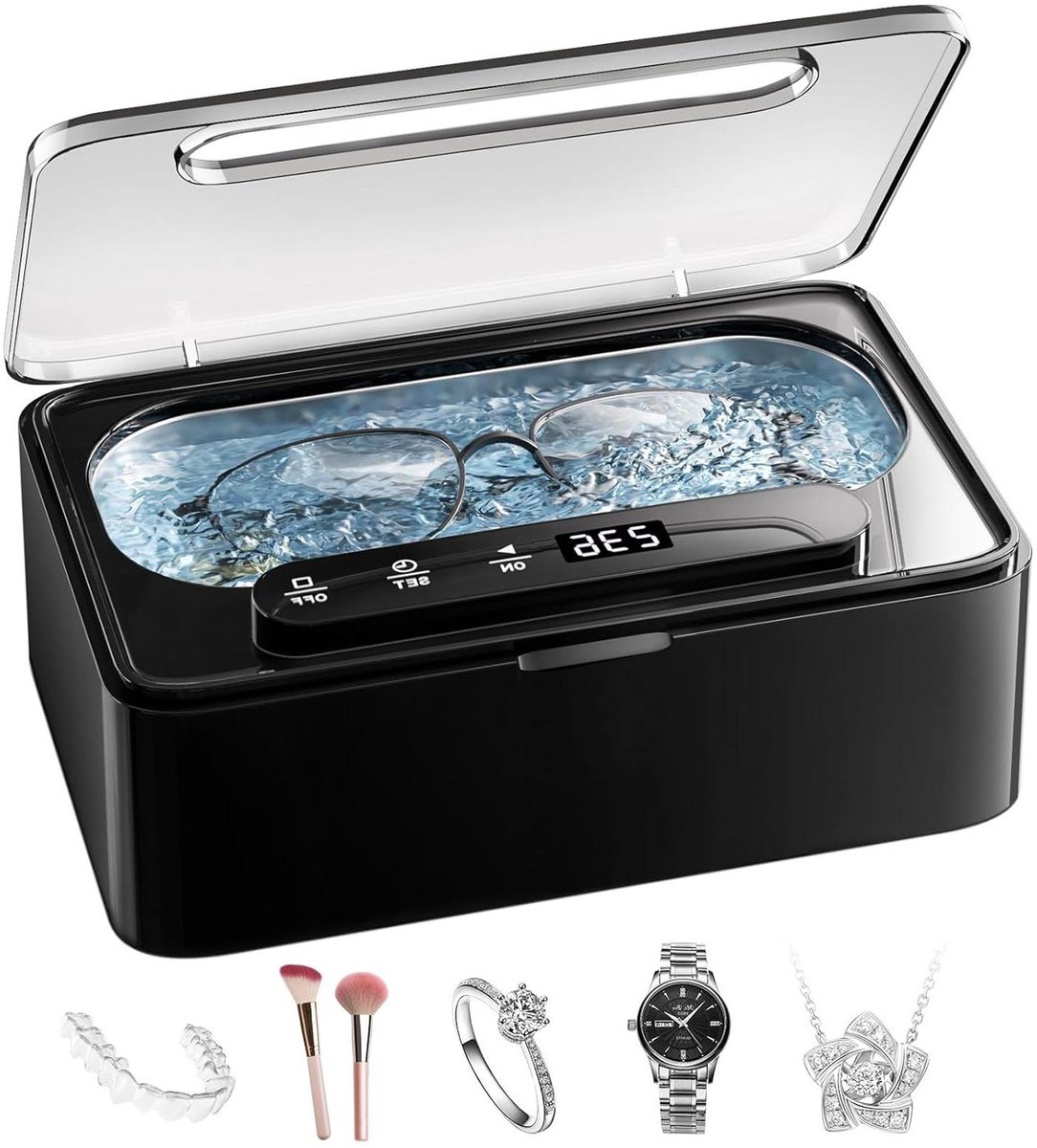 Ultrasoon Reiniger - Schoonmaakapparaat - Sieraden Reinigen - 47000 Hz Technologie - 330 ml Tank - Wit