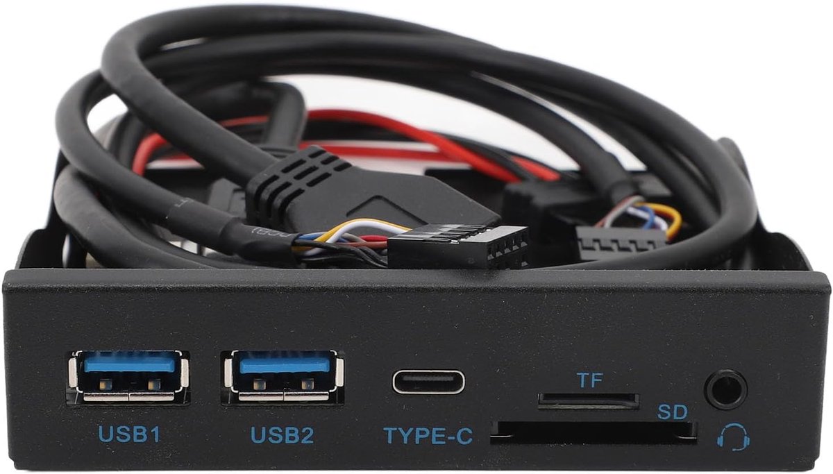 SnelShoppen - USB3.2 Gen1 Floppy Drive Paneel - 3.5 Inch Frontpaneel USB C Hub met 2 USB3.0, USB C, HD Audio, SD/TF Lezer - 19 Pin Adapter voor XP/7/8