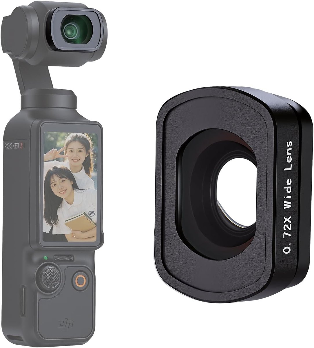 Compacte 0.75X Groothoeklens voor DJI Osmo Pocket 3 Camera, Vergroot FOV tot 108°, Dubbelzijdige Antireflecterende Coating en Verbeterde Beeldkwaliteit