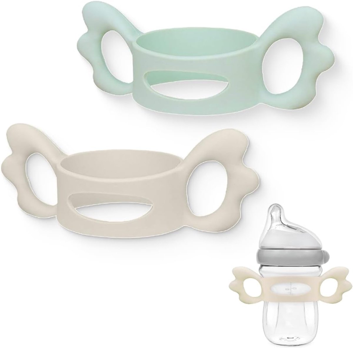 SnelShoppen - 2 Silicone Fles Handvatten, Babyfles Handvatten, Siliconen Handvatten voor Babyflessen, Eenvoudige Installatie, Ergonomisch en Antislip,