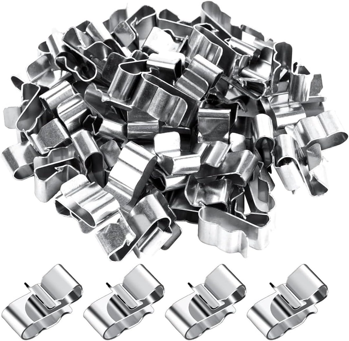 SnelShoppen - 50 Stuks RVS Kabel Clips, Metaal Kabelhouders, Trailer Draad Clips, Zonnepaneel, Dubbele Draad (22.5mm/0.89inch) (Zilver)