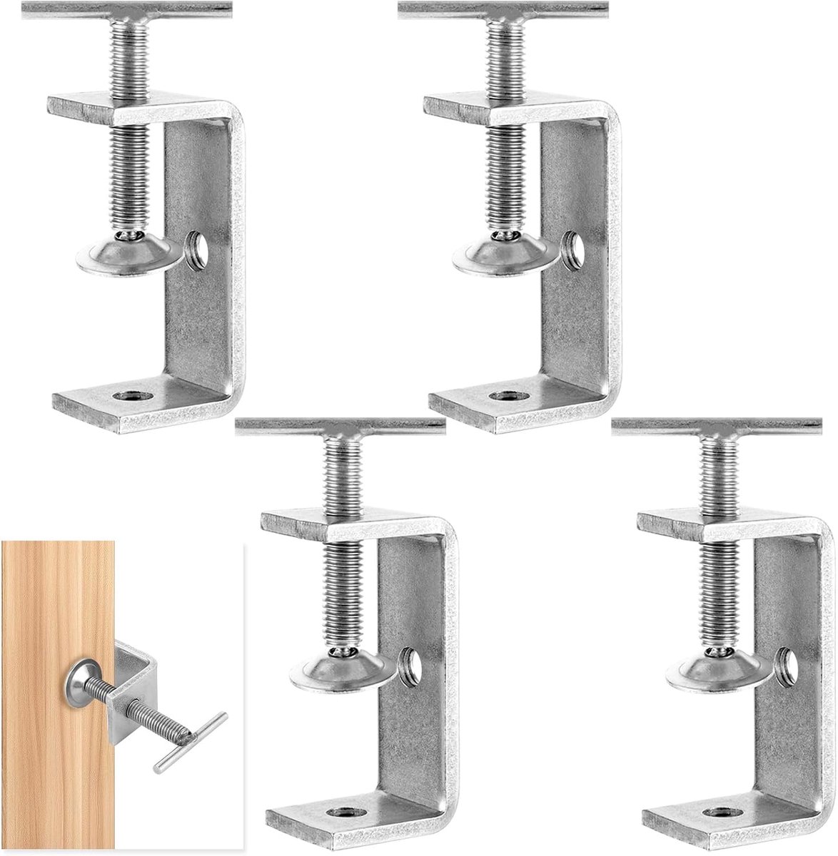 4pcs C Clamps, 65mm, 304 Stainless Steel, Heavy Duty Carry Clamp, High Quality C Clamp, M10 C Clamps for Woodworking - ShopVlot