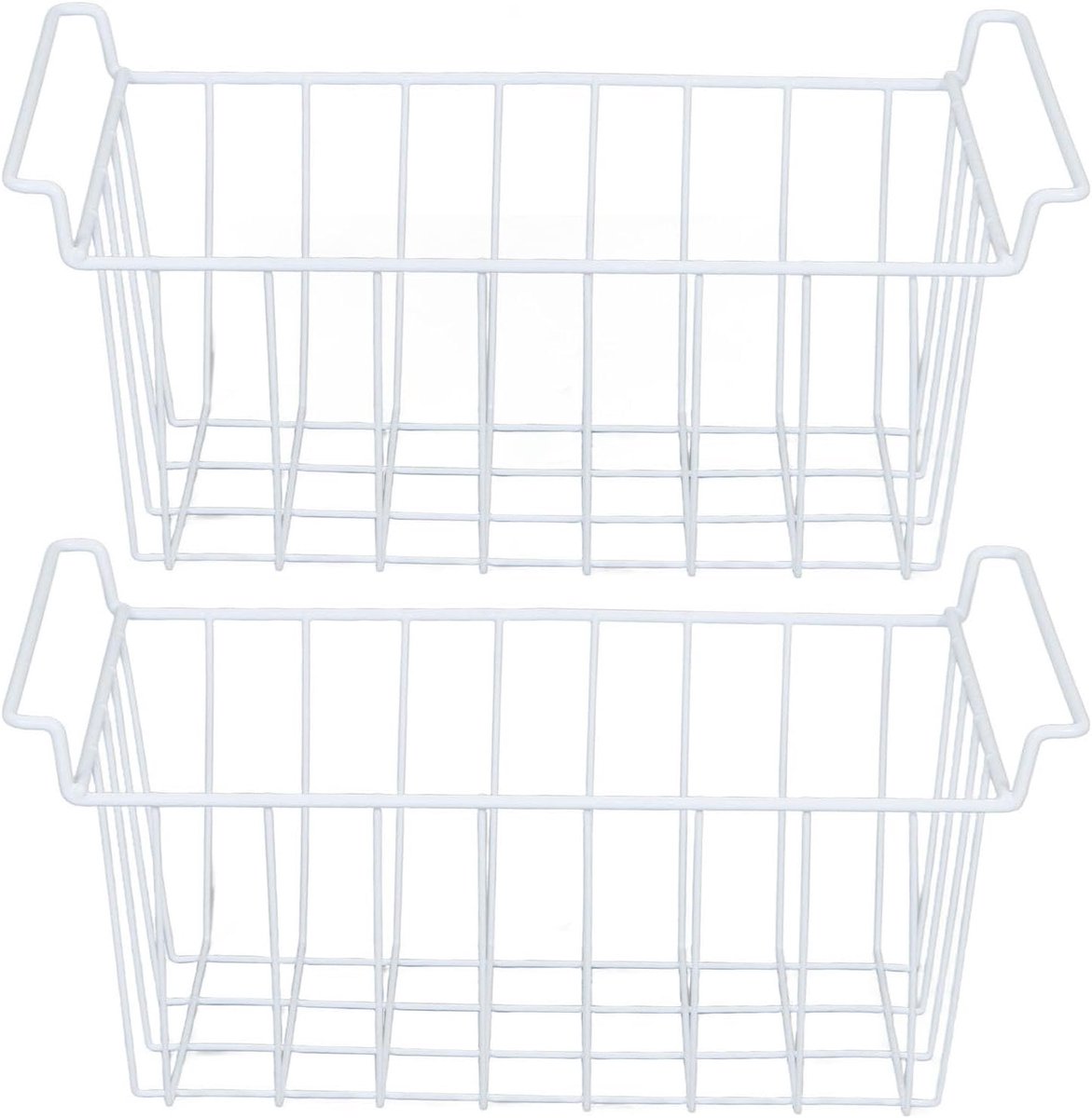 SnelShoppen - 2 Grote Rvs Vriesopslagmanden - Stalen Opbergmanden voor Keuken, Koelkast en Voorraadkast (49,5 x 24,5 x 20 cm)