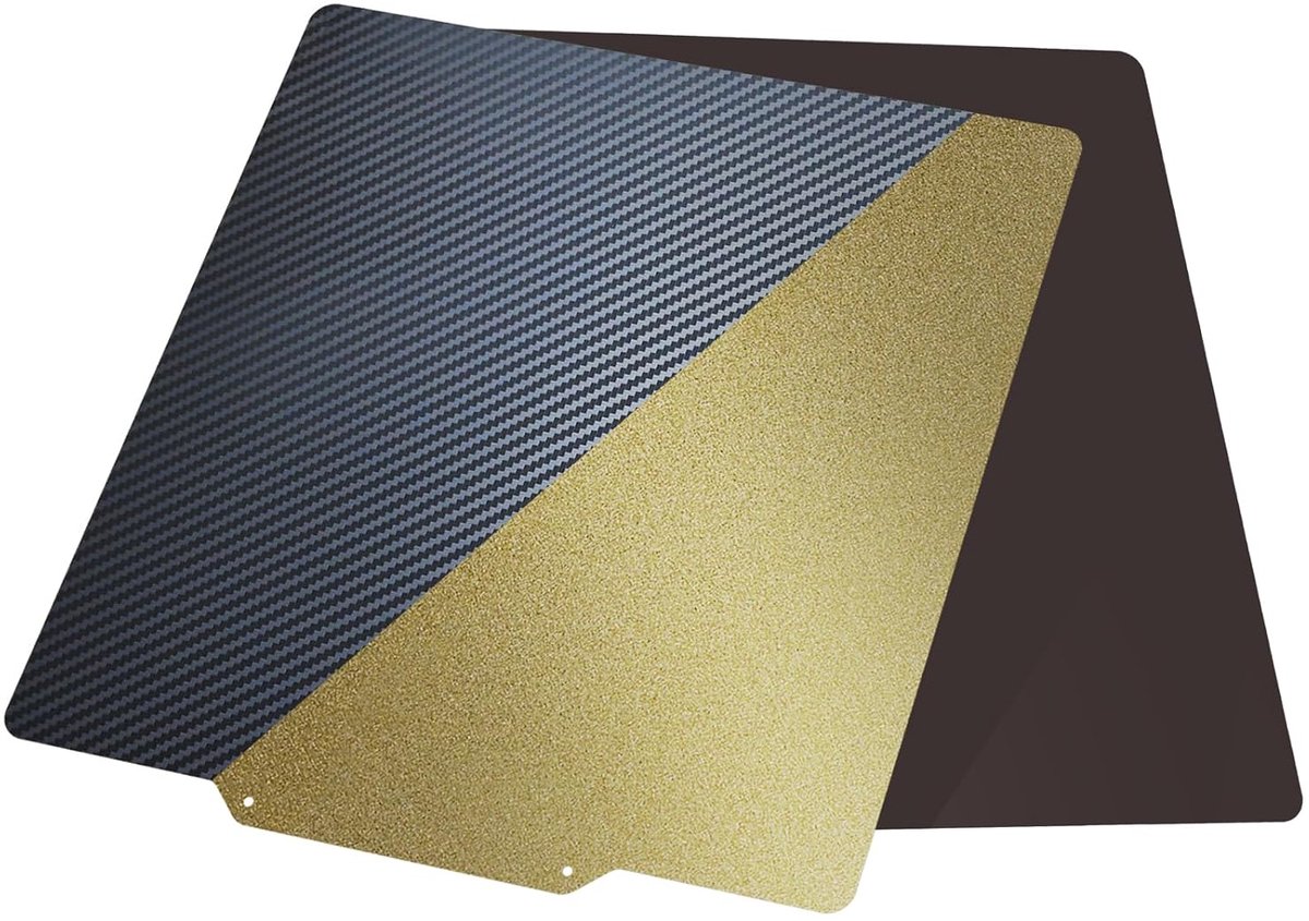 SnelShoppen - Flexibele Hot Bed Mat 310x310mm voor 3D Printers - Dubbelzijdige PEI & PET Bed met Carbon Fiber Patroon - Geschikt voor CR-10V3, CR-10S