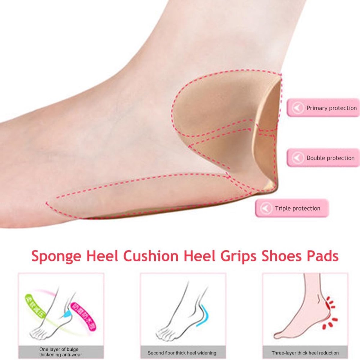 Antislip hielkussens zelfklevend - microvezelleer - 4 paar hielinzetstukken - voor extra comfort - ShopVlot