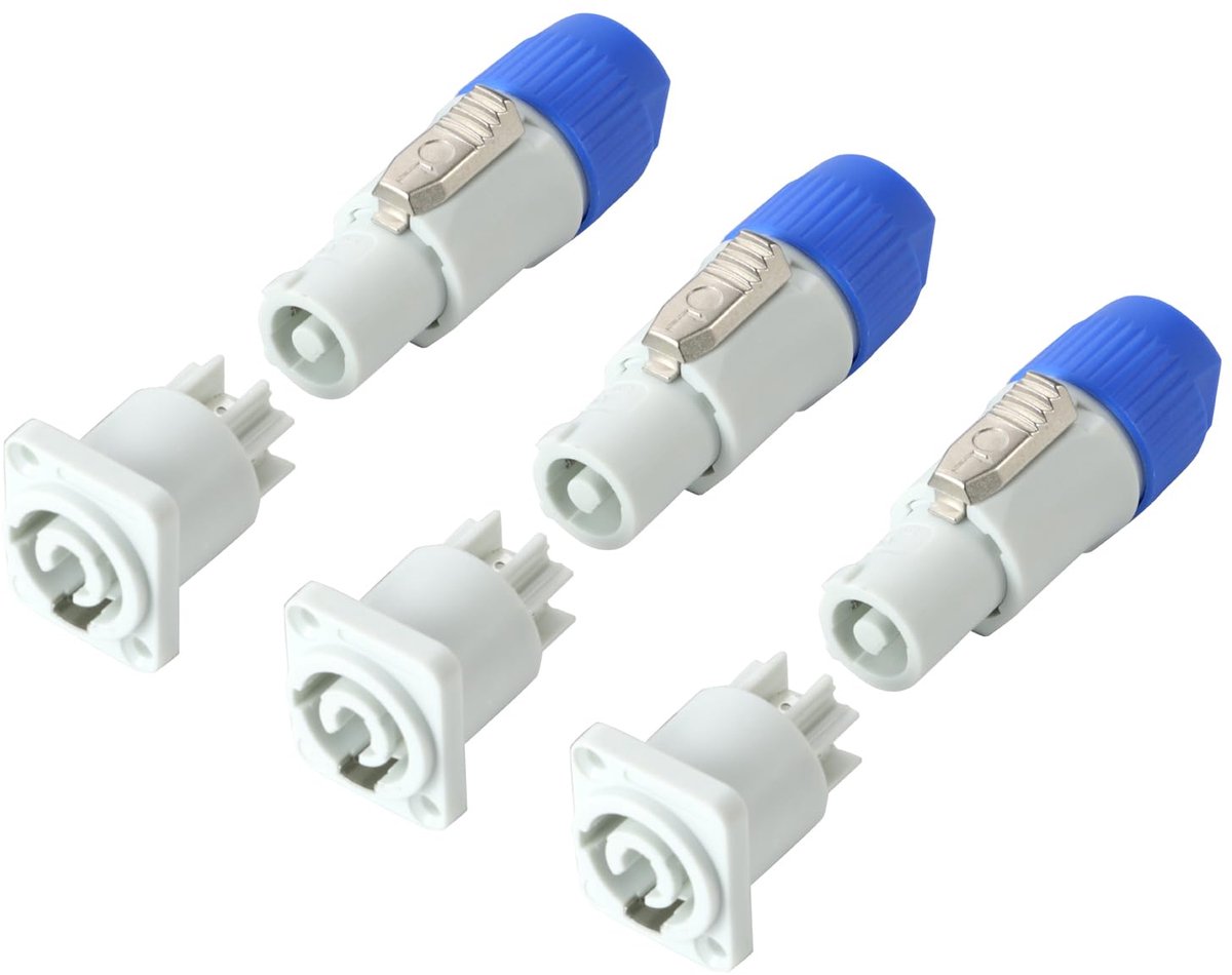 SnelShoppen - 3 Sets Connectoren - 3-Pin AC Connectoren voor PowerCon - Male en Female Stekker - Bakeliet Plastic - Ideaal voor Verlichting en Geluids
