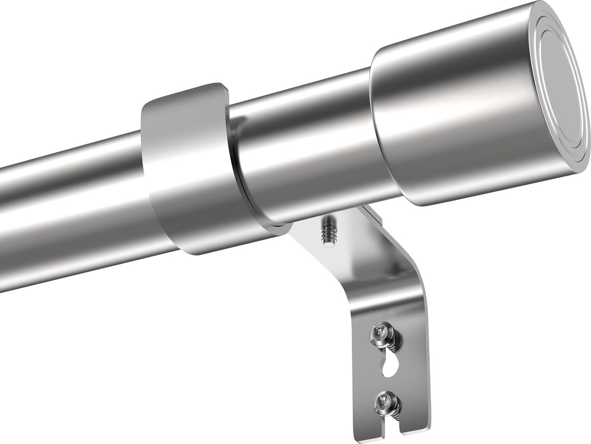 SnelShoppen - Gordijnroede met Beugels, Fittings Set, Raamstangen, Robuuste Deurgordijnroeden voor Slaapkamer, Woonkamer (Zilver, 60-135 cm)