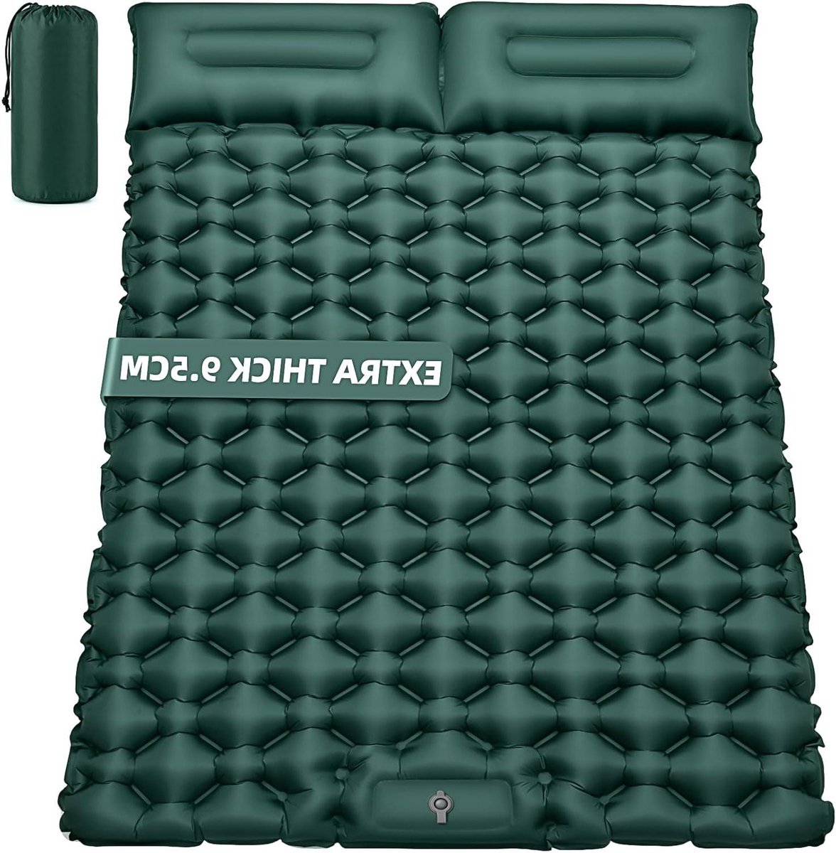 Kampeer slaapmat - Dubbele luchtmat - Buiten slapen - Extra dikke vulling - 205 x 130 cm - Groen
