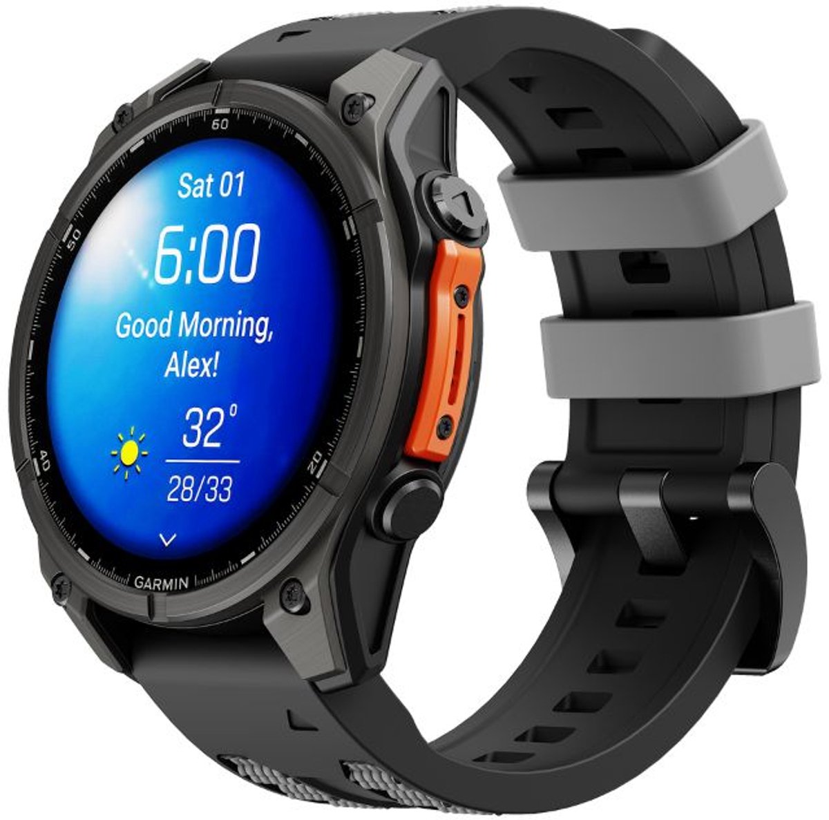 Cubenest Premium sporthorlogeband 26 mm Zwart/Grijs - geschikt voor Garmin smartwatch