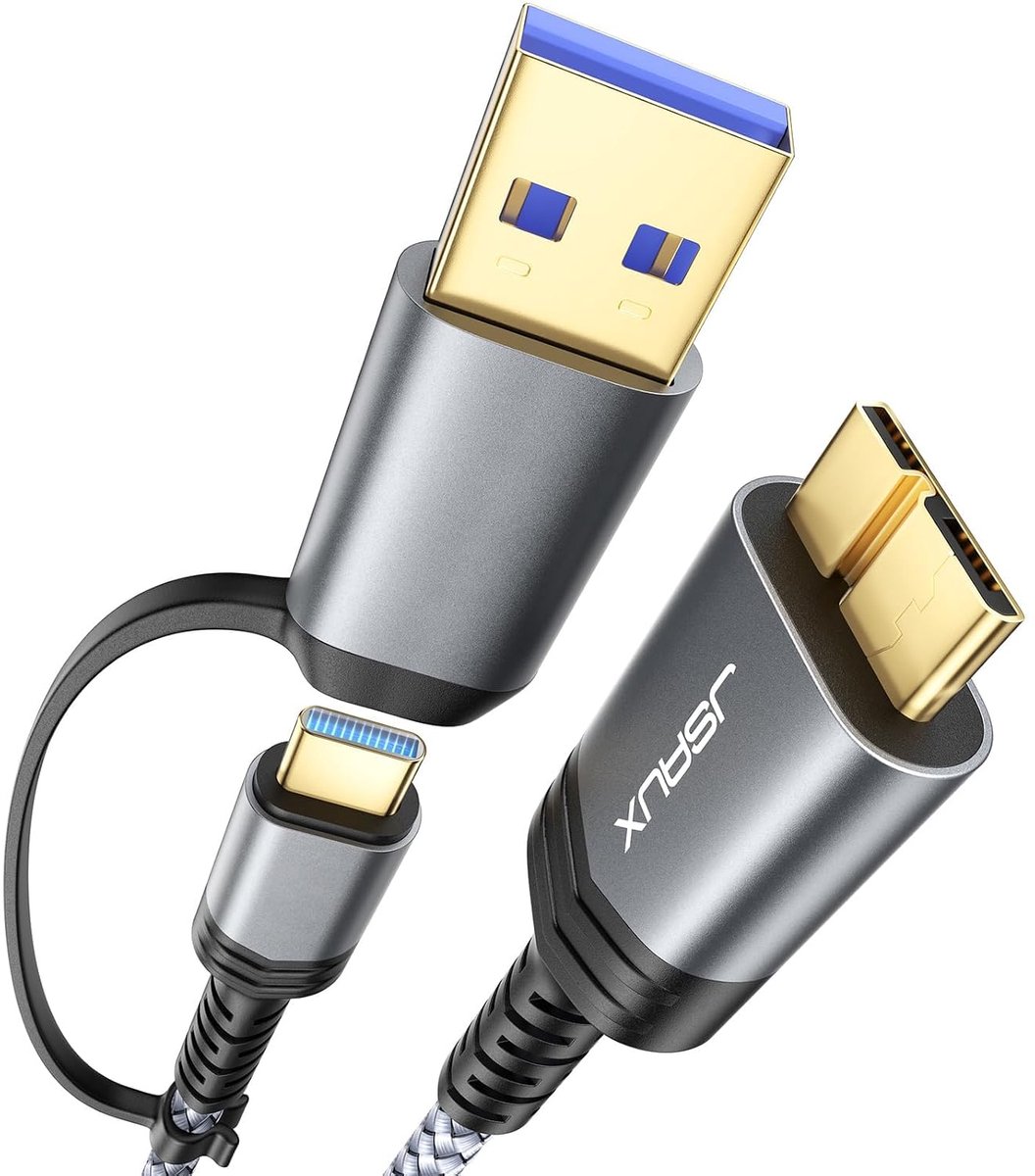 SnelShoppen - USB 3.0/C Micro B-kabel 1M, 20 Gbps Gegevensoverdracht, USB C/A-stekker naar Micro B-stekker, Externe Harde Schijfkabel, Compatibel met