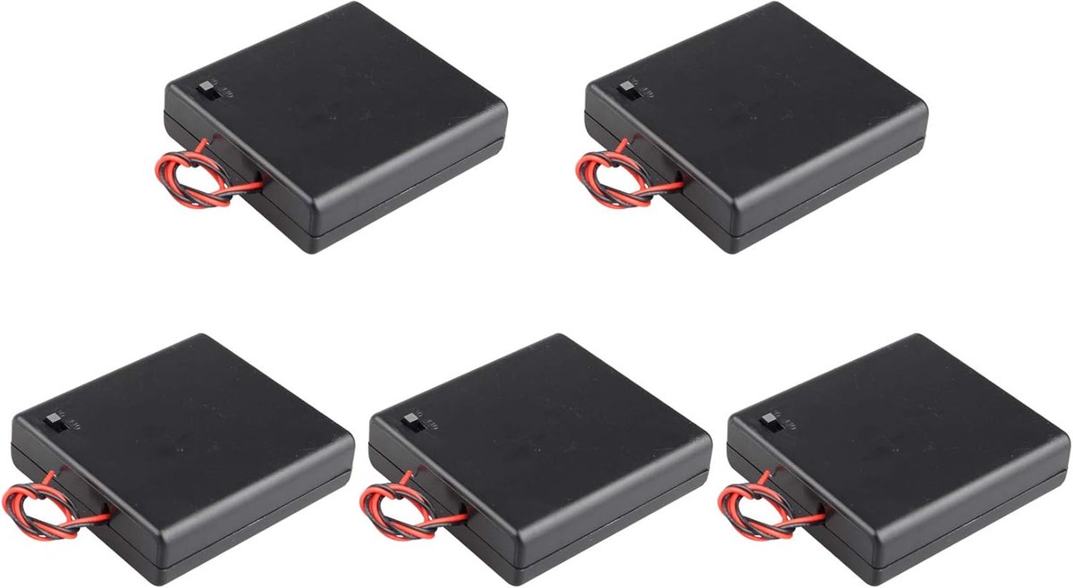 5Pcs 6V AA 4 x 1.5V Battery Holder Case Plastic Battery Storage Box with ON/OFF Switch Case Cover Wire Leads - ShopVlot