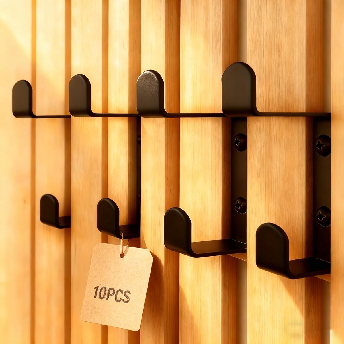 SnelShoppen - Wandhaak Set 10 Stuks Kledinghaken 13mm, Dubbele Haakconstructie, Duurzaam, Ideaal voor Geluidsabsorberende Panelen, Woonkamer, Gang