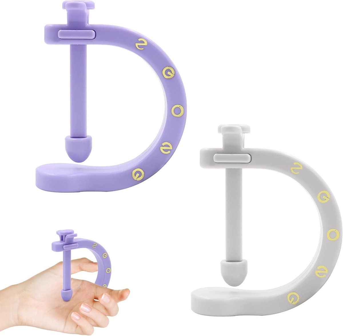 Verstelbare acupressuur tool clip set voor handmassage, drukpuntmassage voor handen, voeten en oren, ideaal tegen vermoeidheid (grijs & paars)
