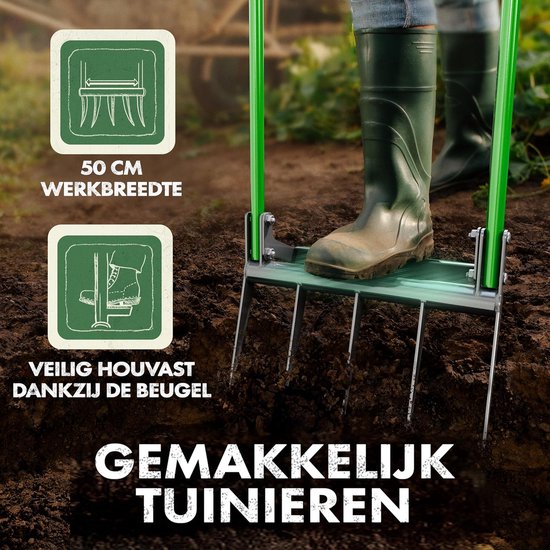 Grafvork Bodemwoeler - Tuinvork Brede - Tuin Omwoelen - Rugvriendelijk Hefboomsysteem - 50 cm Breed - Metaal — afbeelding 5
