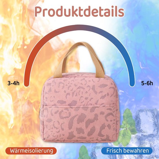 Mini-koeltas, klein, 6 liter, lunchtas voor dames en heren, geïsoleerde tas, lunchtas, warm en koud houden, draagbare lunchtas voor werk, lunch, school, kantoor, camping of reizen (roze) — afbeelding 5