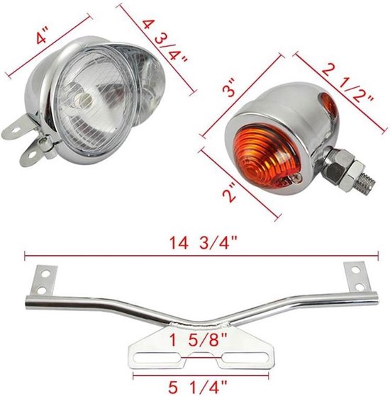 Motor Verlichting Set - Mistlampen Motor - Verbeterde Zichtbaarheid - Universele Pasvorm - 4 Inch - Chroom — afbeelding 3
