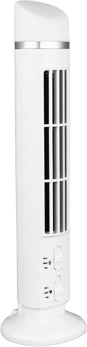 Bladloze Ventilator - Torenventilator Bureau - Luchtcirculatie Thuis - Kindveilig Ontwerp - 105x33cm - Wit