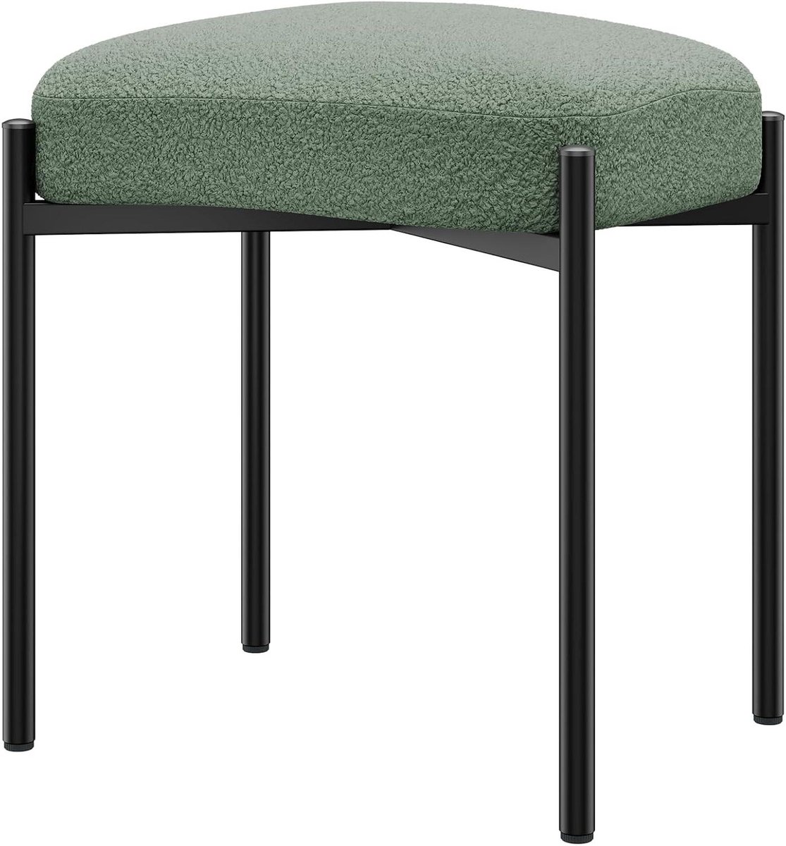 Kaptafel Kruk - Ottomaanse Bank - Make-up Zitten - Teddy Fluweel Zitting - 37x29x46CM - Groen