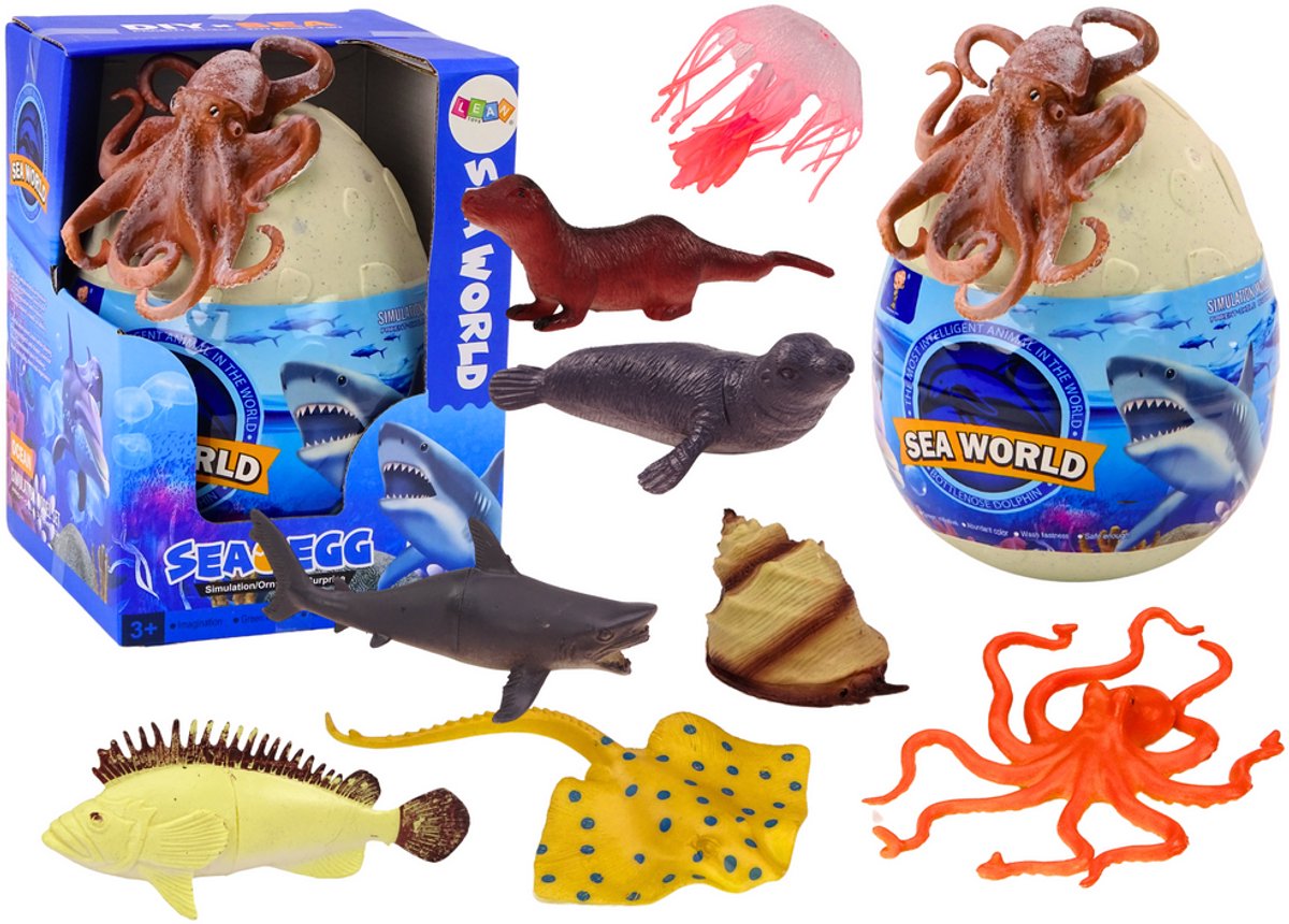 Ei Met Beeldjes Van Zeedieren Planten En Octopus. Set van 26 stuks. - UNI