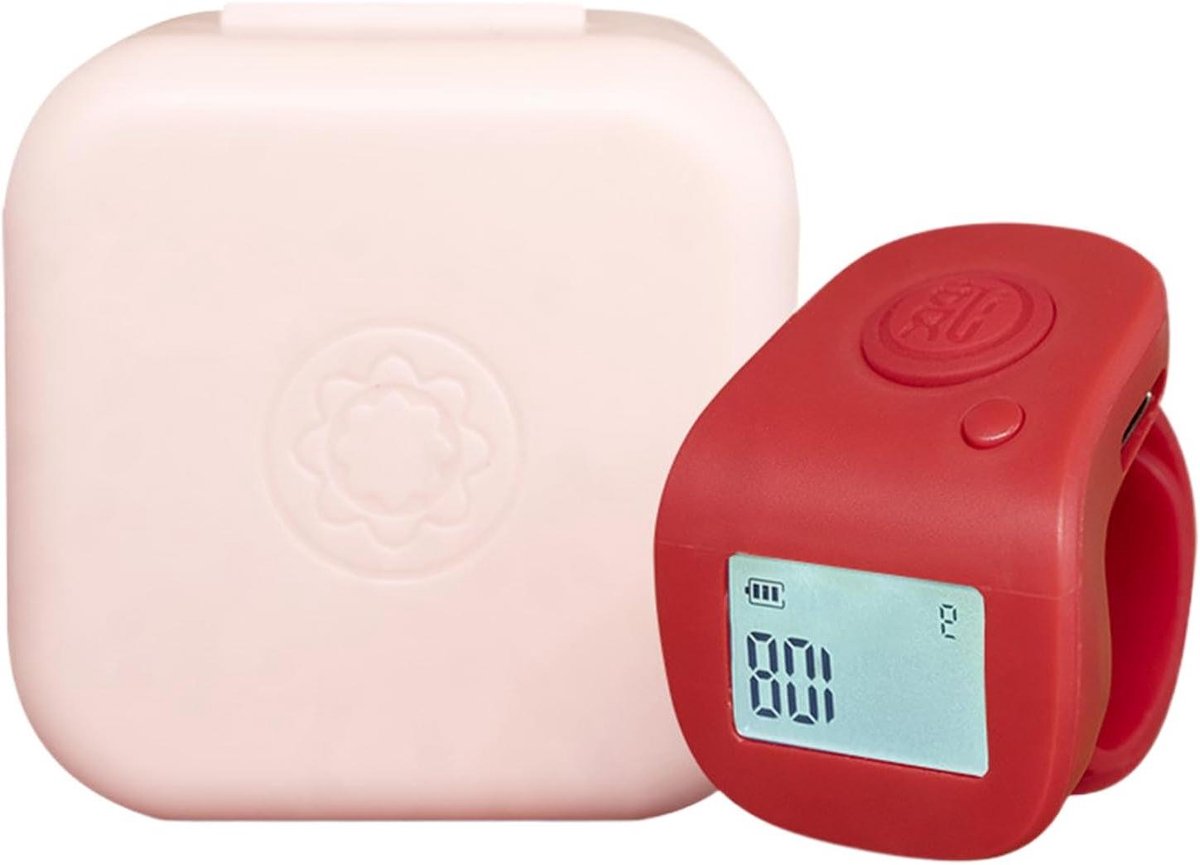 Digitale Handteller - Ring Teller - Sport Statistieken - Waterdicht Design - 5.5 x 5.5 cm - Rood