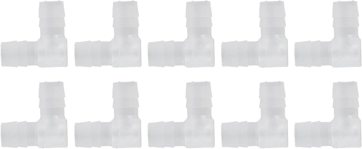 SnelShoppen - 90 Graden Plastic Elleboog L Aansluitadapter 10 Stuks Tuinslang Connector Gelijke Barbed Verbinder Mender Uniem (10mm)