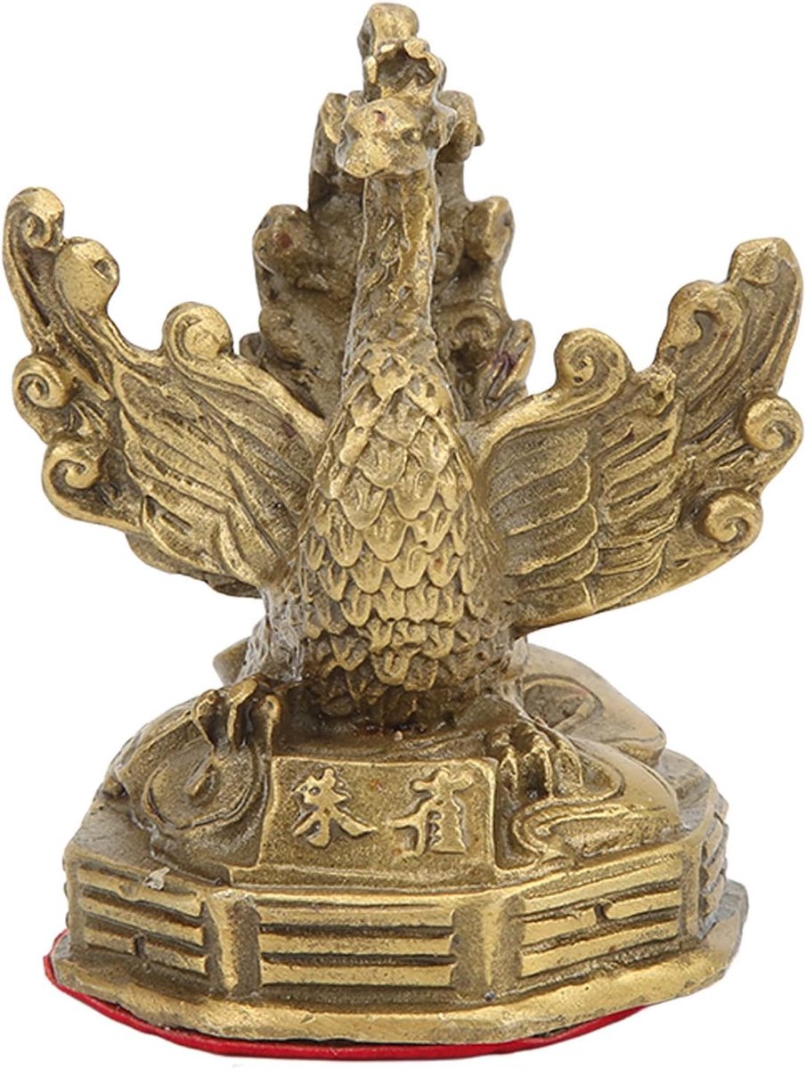 SnelShoppen - Mini Gouden Phoenix Beeldje Messing Feng Shui Standbeeld voor Rijkdom en Geluk - Decoratief Ornament voor Home en Office