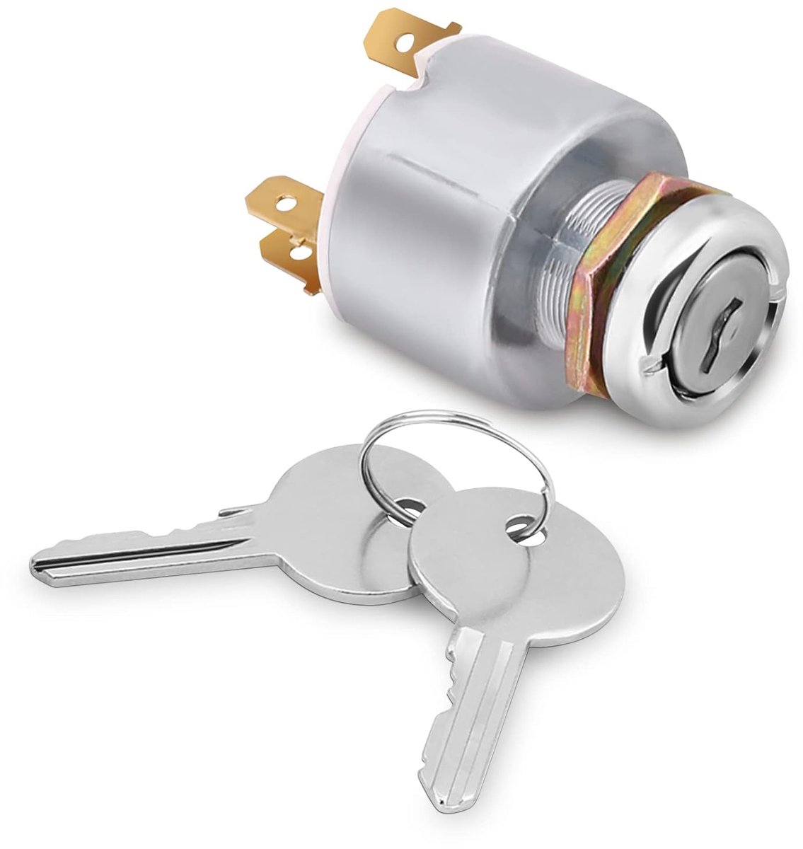 SnelShoppen - 12V ontsteking schakelaars, 4-polige aan/uit start schakelaar voor auto, motor en boot, aluminium legering, met 2 sleutels