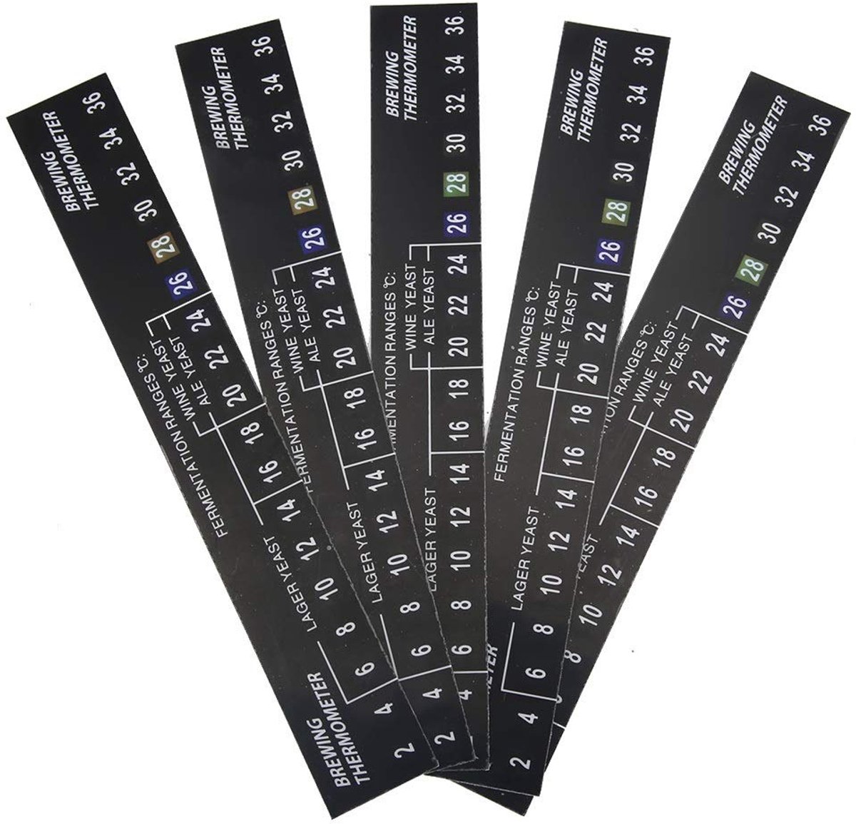 SnelShoppen - 5 Stuks Bierthermometers, LCD Dubbelpack Nauwkeurige Temperatuurmeters voor Bier, Wijn en Fermentatie, Perfect voor Feest, Camping en Ke