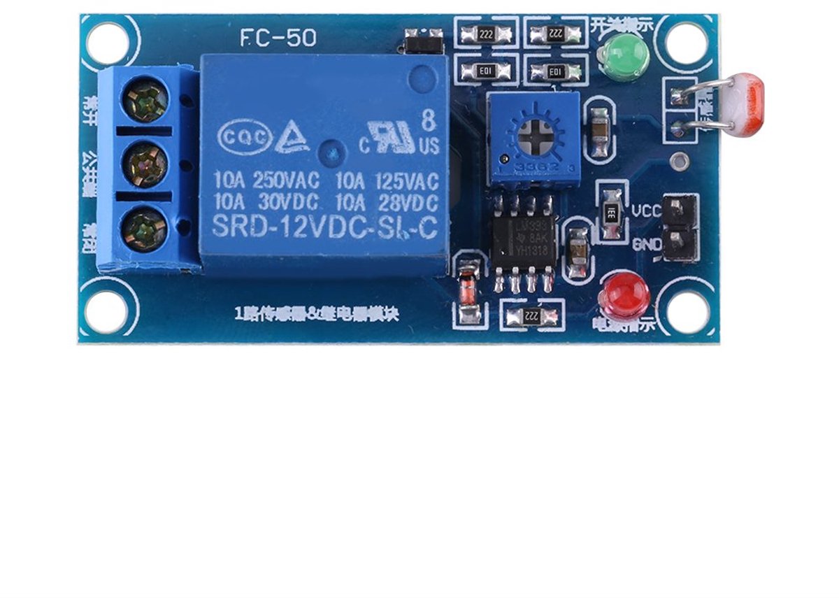 SnelShoppen - Light Sensor Module 12V, Relais Module voor Lichtweerstand, LDR Controller met Potentiometer, Voor Tuin en Buitenverlichting