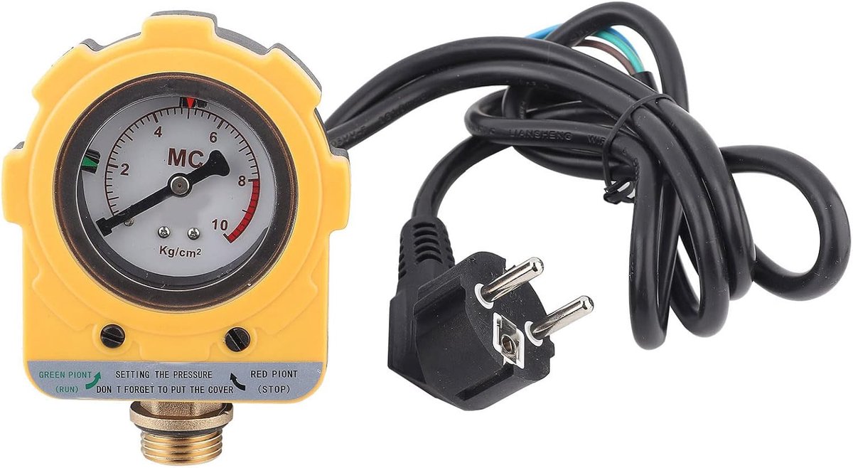 SnelShoppen - 220 V NPT 1/2 inch elektronische drukschakelaar voor waterpomp, drukregelaar 10 bar, geschikt voor zelfaanzuigende en diepe jetpompen -