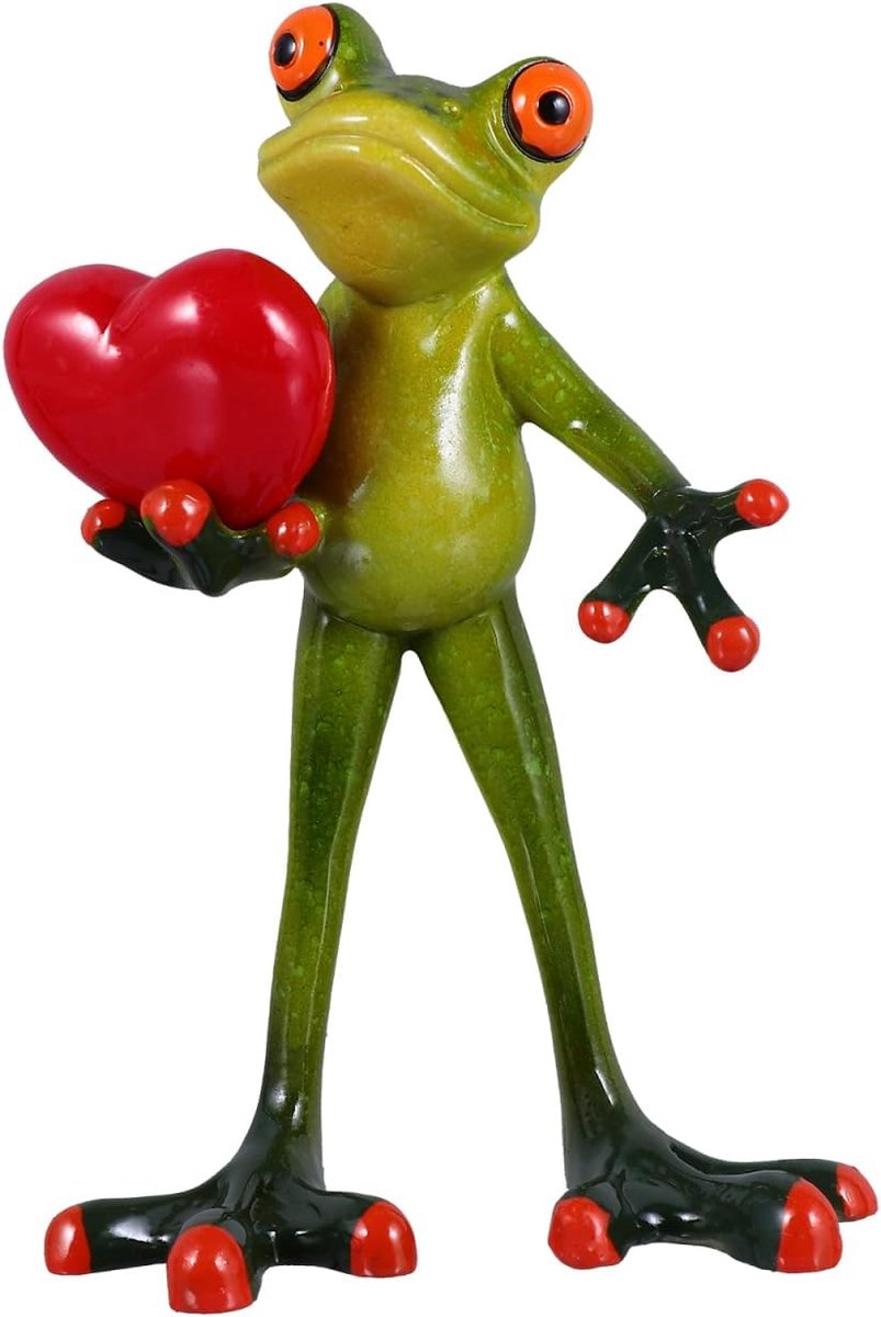 SnelShoppen - Schattige Kikker Beeldjes met Hart - Hars Kikker Ornament Tuinfiguur Decoratie voor Deko in Vijver - Tuin Dwarf voor Buiten Balkon Verja