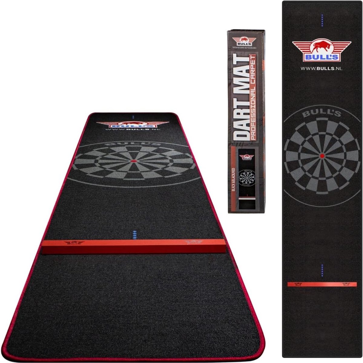 SnelShoppen - Professionele darts mat voor binnen - zwart en rood - met of zonder oche - 300x65cm - 100% synthetisch materiaal - ideaal voor thuisgebr
