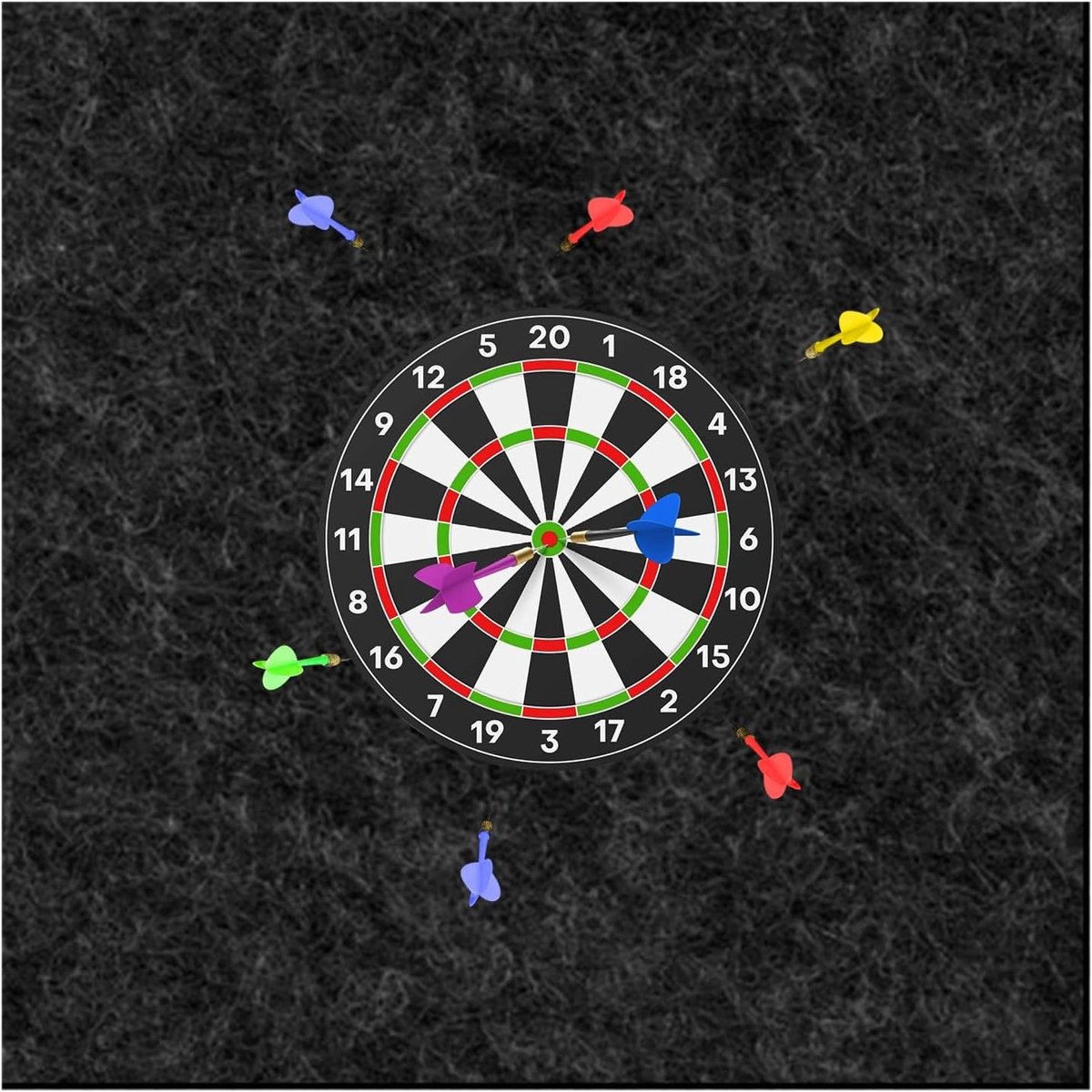 Dartbord wandbescherming van vilt: 60 x 60 cm, zelfklevende mat, bescherming voor dartbord, wandbeschermer, geluidsisolatie en stijlvol design