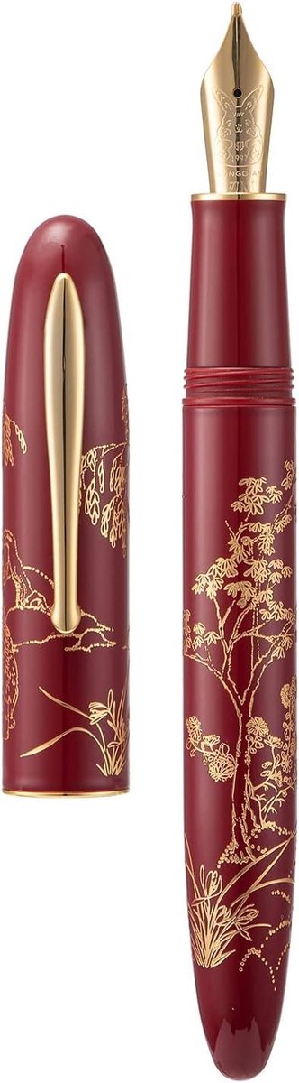 Rode Konijn Vulpen met Lange Medium Nib en Gouden Afwerking, Perfect voor Schrijven en Cadeaus, Inclusief Converter en Luxe Penbox